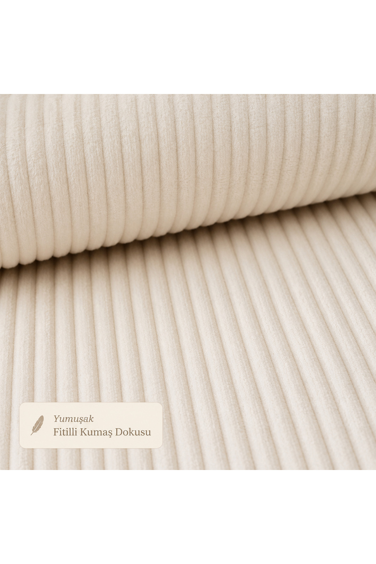 2’li Baza Başlık Minderi – Krem Fitilli Kadife, 75×55 cm - Görsel 4