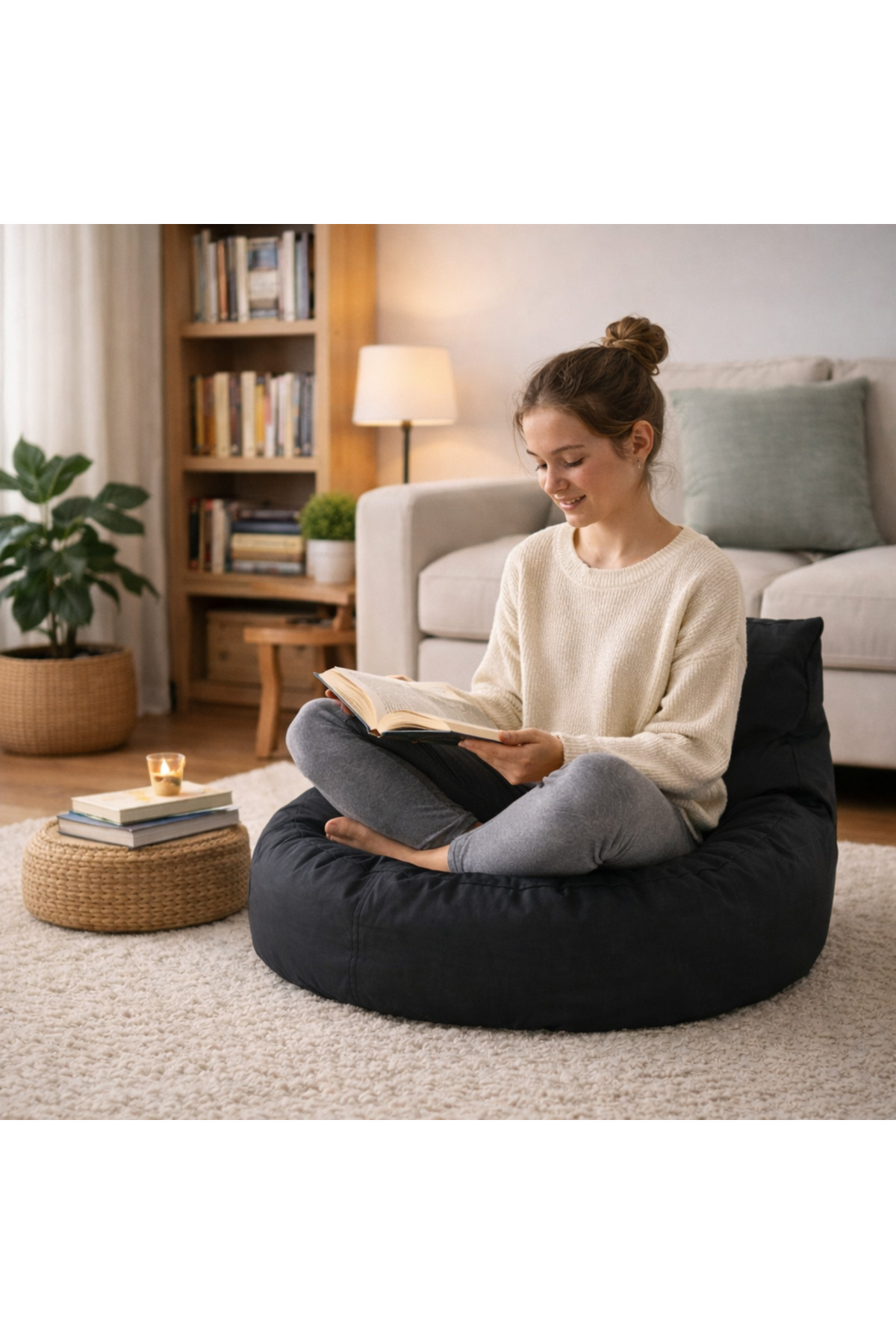 Kompakt Yer Minderi – Siyah, 65 cm - Görsel 2