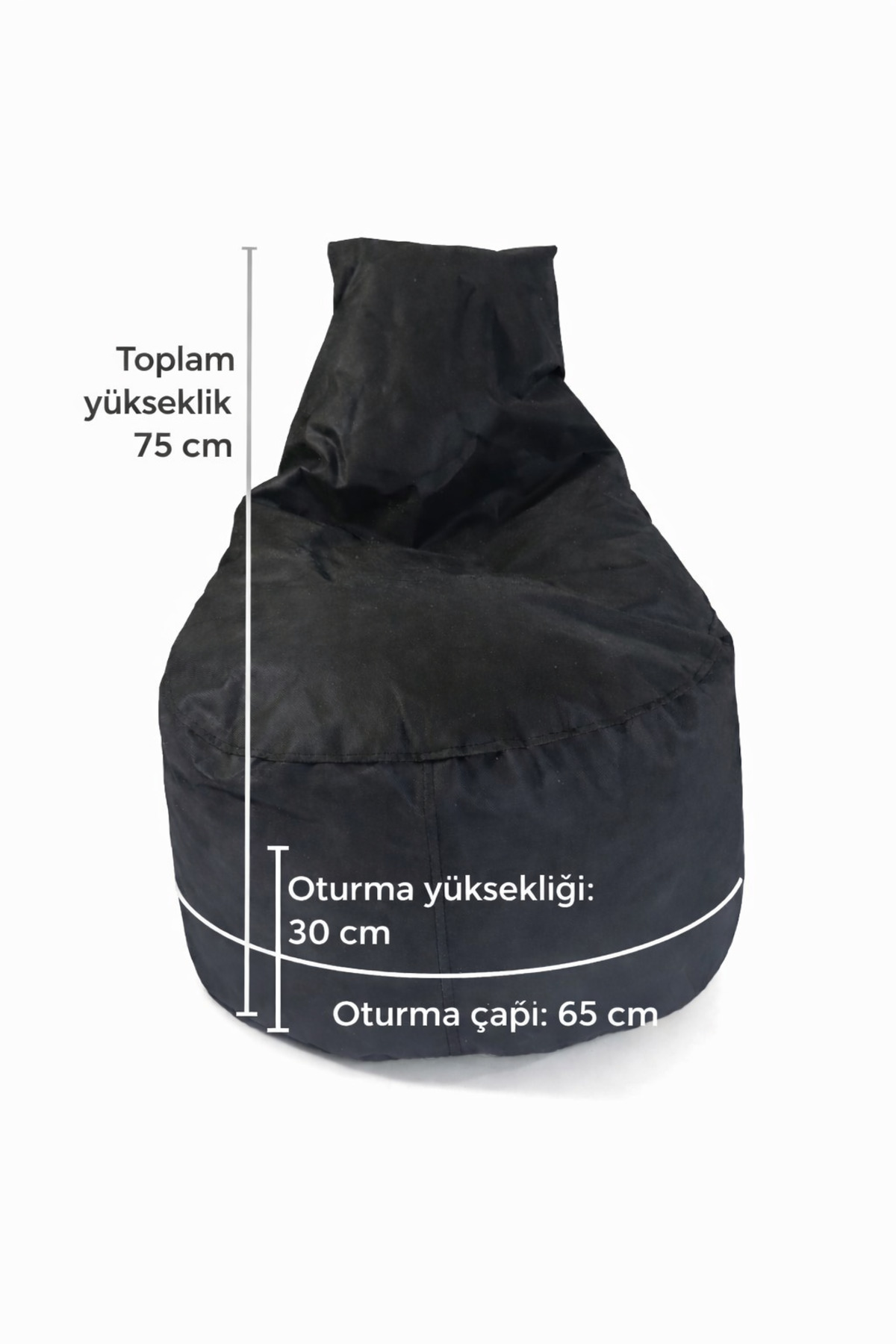 Kompakt Yer Minderi – Siyah, 65 cm - Görsel 3